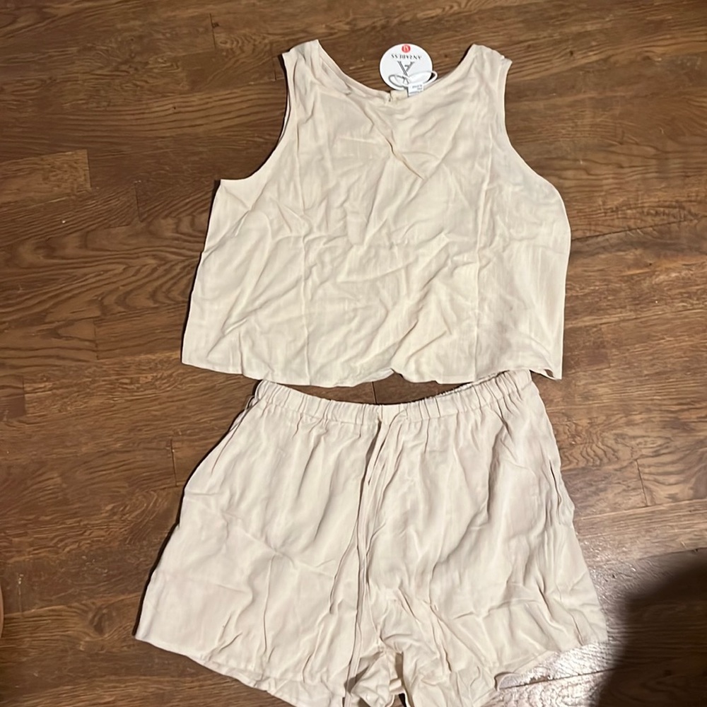 ANRABESS Womens 2 Piece Outfit Set. Cropped Tank and High Waisted Shorts